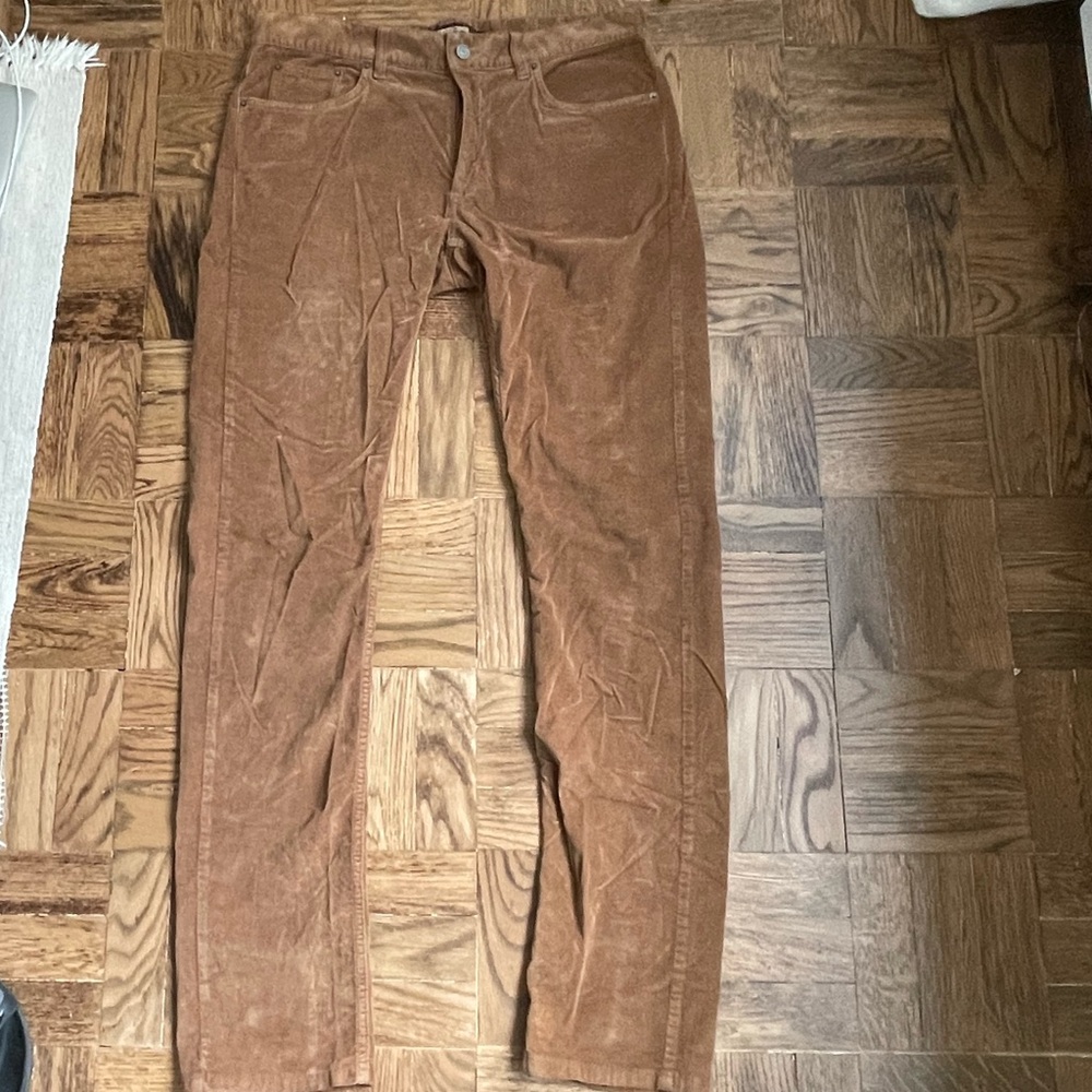 Roberto Cavalli Brown Camel Velvet Straight Pants